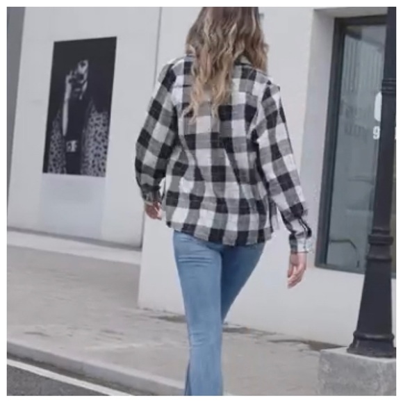 63 Plaid Oversized Button Down Blouse - Picture 3 of 3